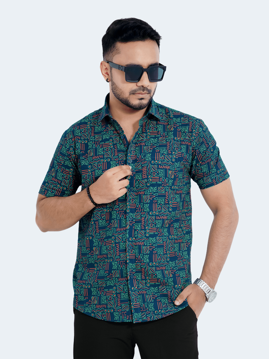 Stylish Printed Cotton Half Sleeve Shirt for Men