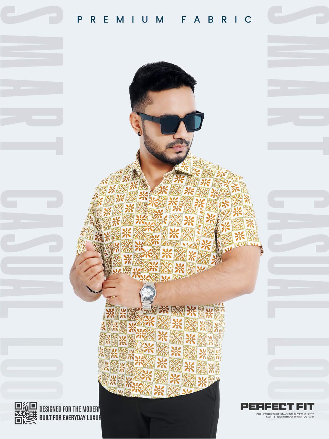 Stylish Printed Cotton Half Sleeve Shirt for Men