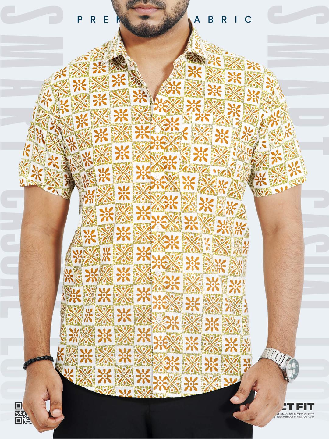 Stylish Printed Cotton Half Sleeve Shirt for Men