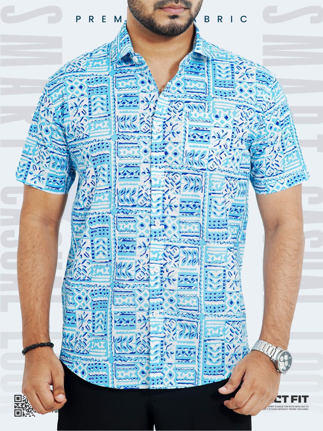 Modern Abstract Print Half Sleeve Shirt