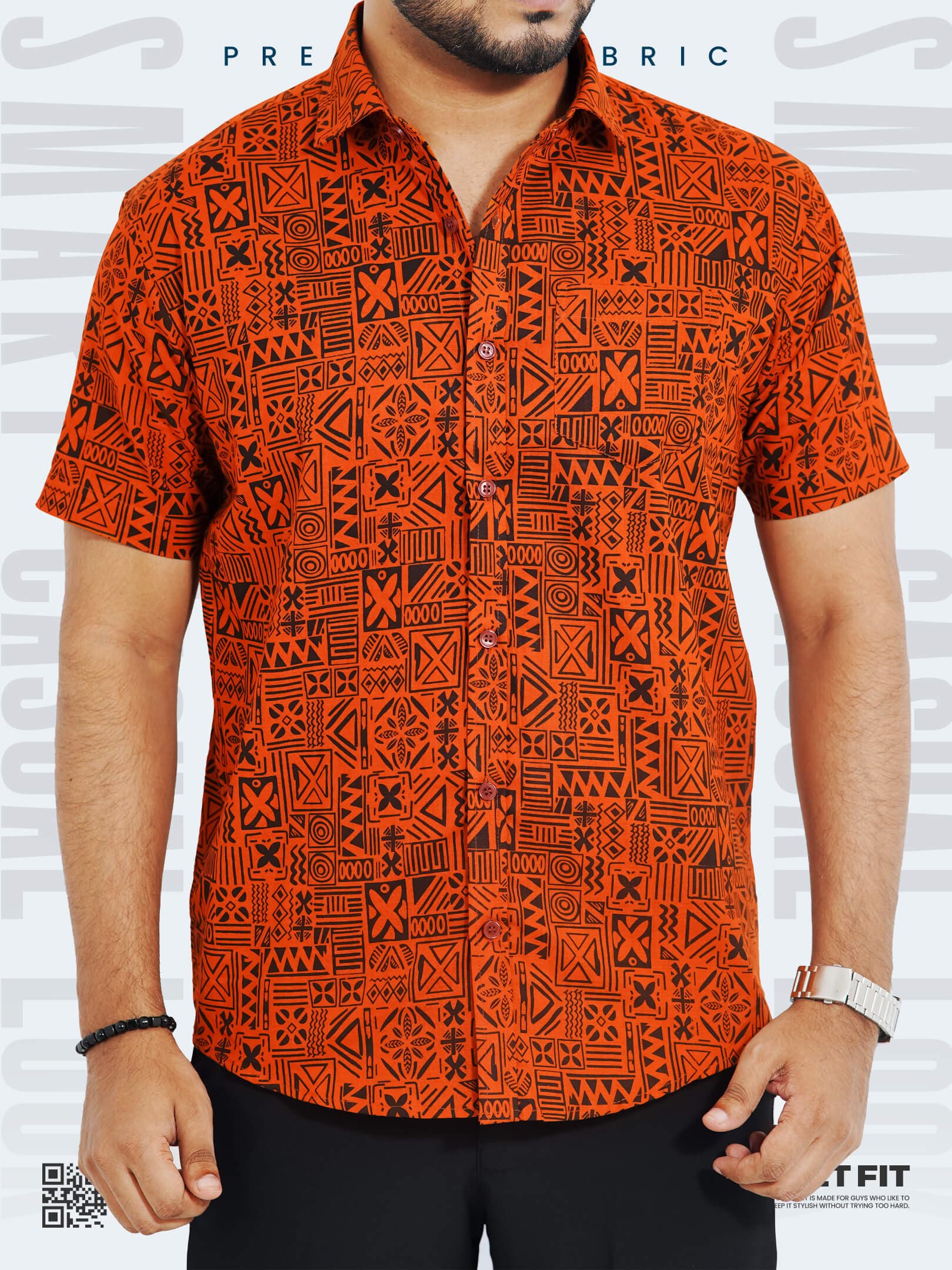 Smart Casual Printed Half Sleeve Cotton Shirt