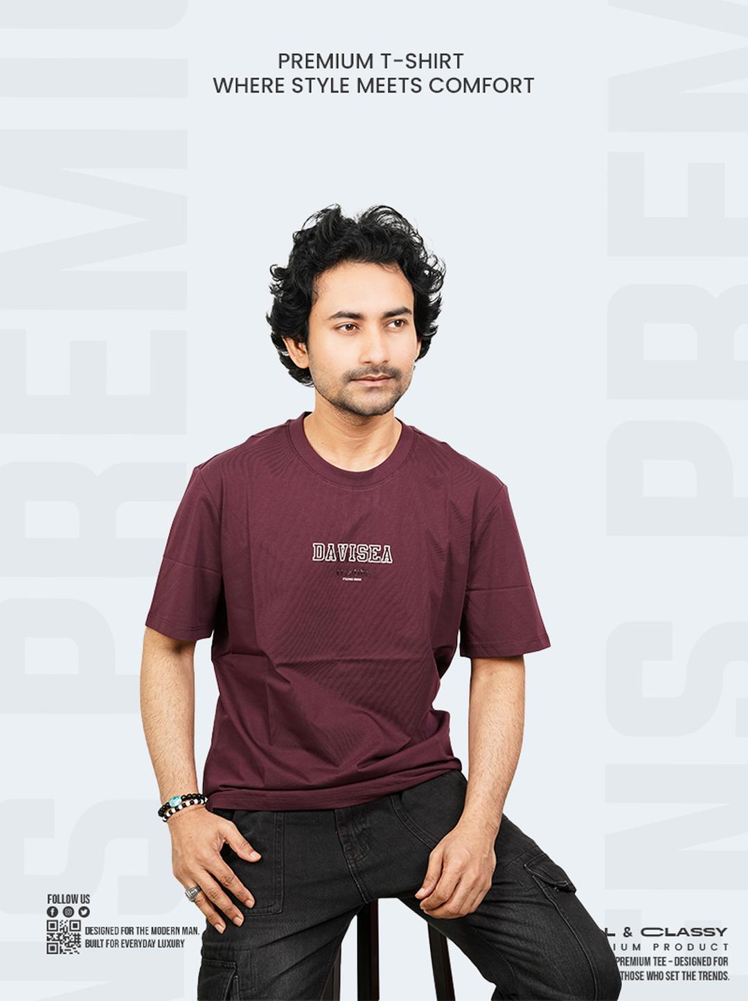Import From China Dark Maroon High Quality Tee