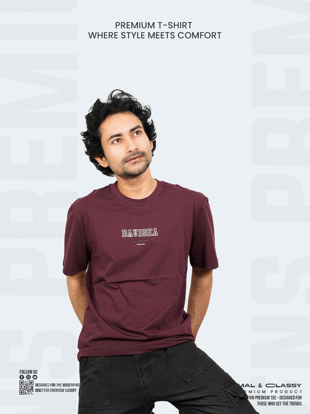 Import From China Dark Maroon High Quality Tee