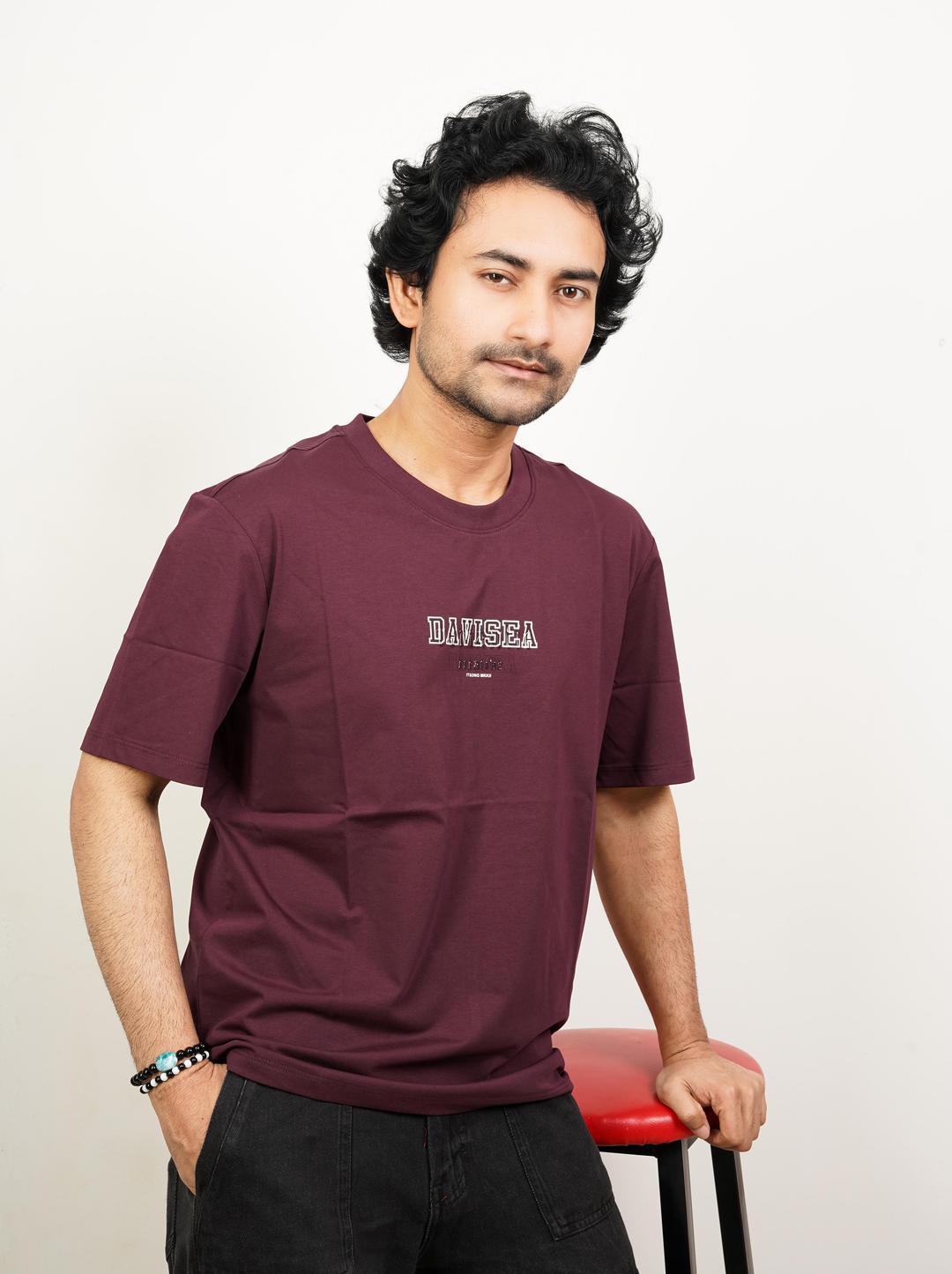 Import From China Dark Maroon High Quality Tee